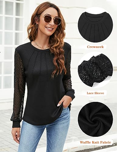 Elegant Black Lace Long Sleeve Work Shirt for Women
