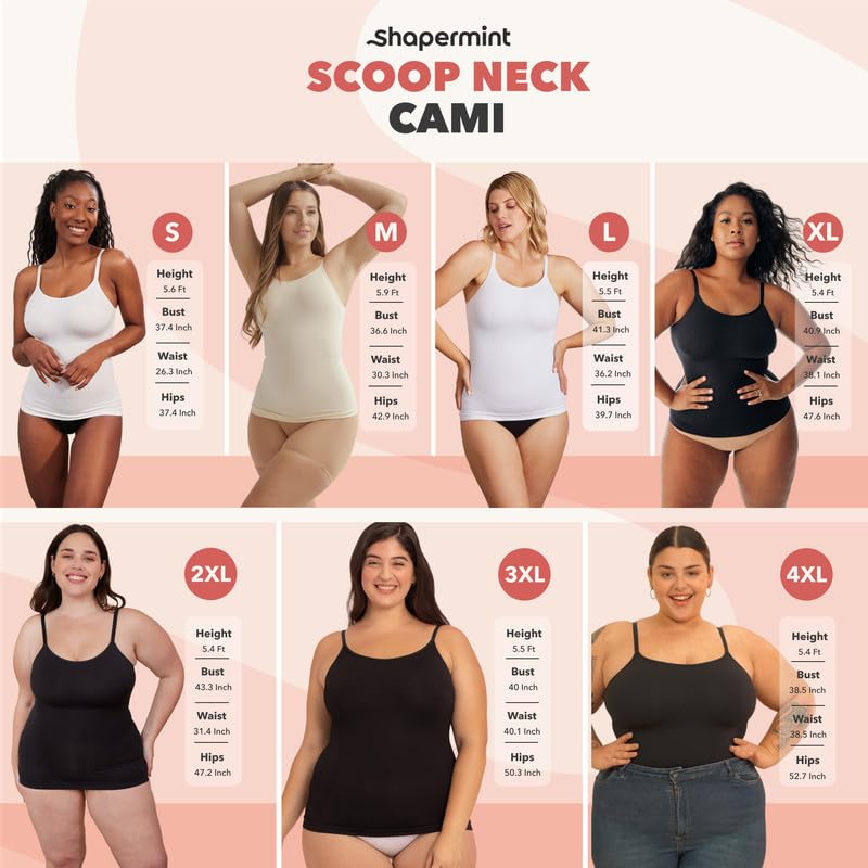 SHAPERMINT High Compression Black Scoop Neck Cami Tank