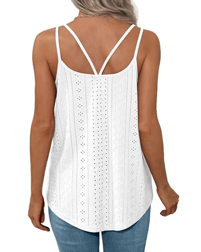 White Scoop Neck Spaghetti Strap Camisole Tank Top