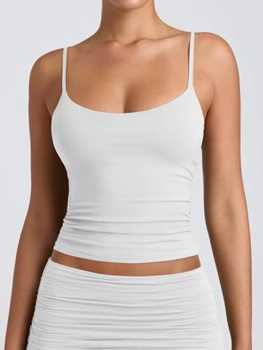 PINKMSTYLE Women's White Double Lined Scoop Neck Tank
