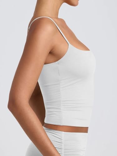 PINKMSTYLE Women's White Double Lined Scoop Neck Tank