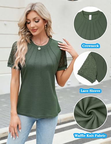 Blooming Jelly Women's Waffle Knit T-Shirt - Army Green