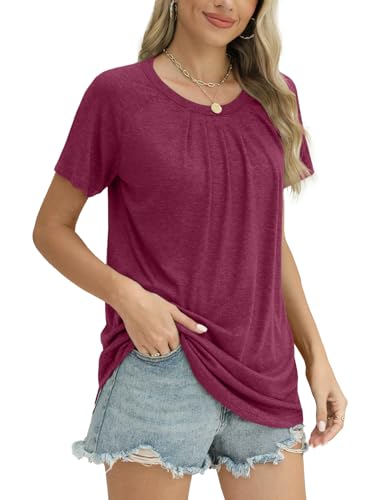 JomeDesign Women's Red Summer Casual Short Sleeve Top