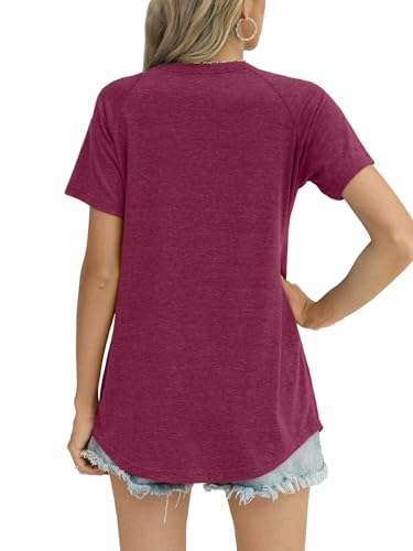 JomeDesign Women's Red Summer Casual Short Sleeve Top
