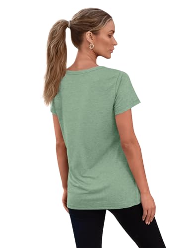 V Neck Loose Fit Casual Summer Tee with Pocket