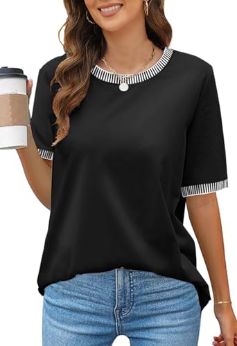 MEROKEETY Women's Striped Summer Short Sleeve T-Shirt