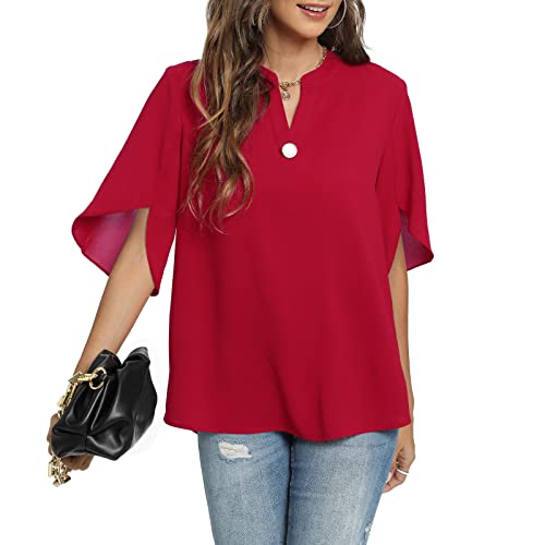 V-Neck Chiffon Dressy Blouse for Women's Summer