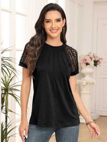 Elegant Lace Tee with Trendy Short Sleeves