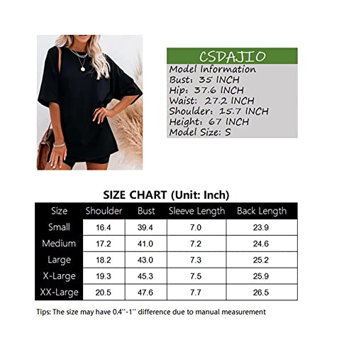 Oversized Women's Casual Short Sleeve Graphic Tee - Black