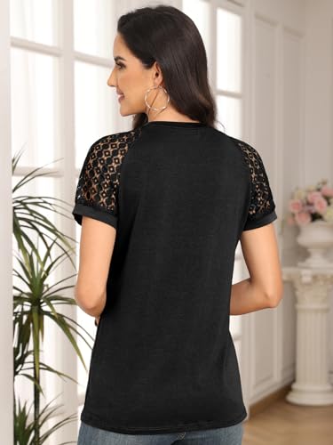 Elegant Lace Tee with Trendy Short Sleeves