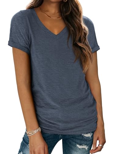 Navy V-Neck Women's Tee: Soft, Lightweight, Casual Fashion