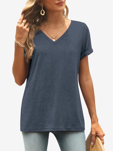 Navy V-Neck Women's Tee: Soft, Lightweight, Casual Fashion