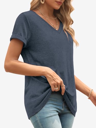 Navy V-Neck Women's Tee: Soft, Lightweight, Casual Fashion