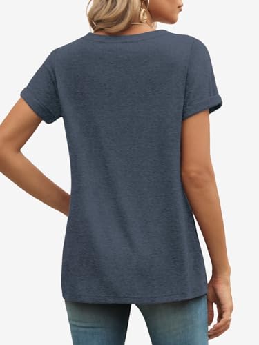 Navy V-Neck Women's Tee: Soft, Lightweight, Casual Fashion