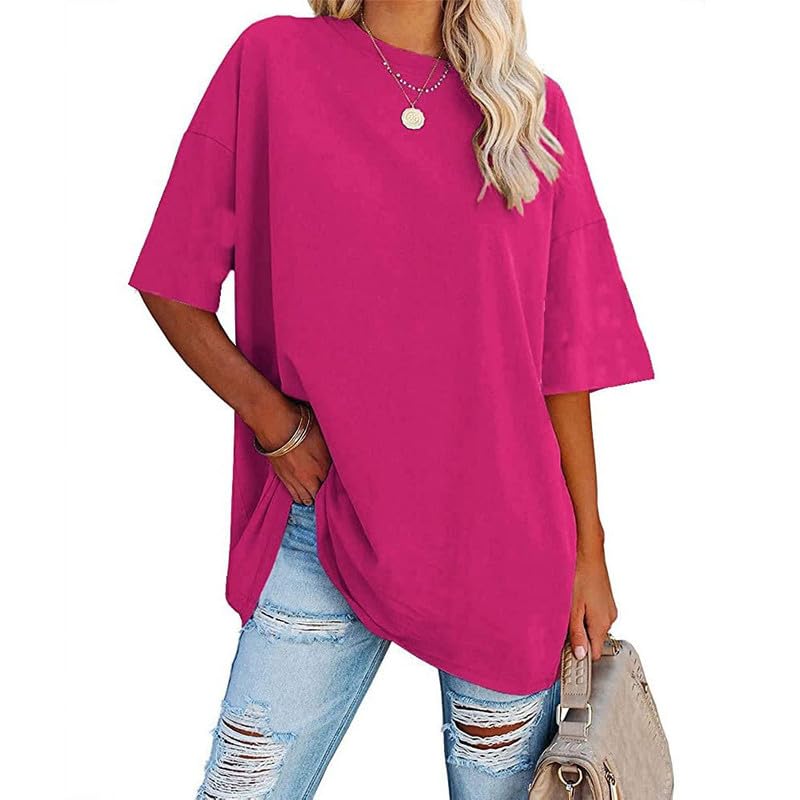 Rosered Women's Oversized Summer Tee - Trendy Casual Cotton