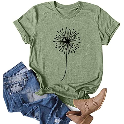Sunflower Heart Graphic Tee Crew Neck Cute Women's Tshirt
