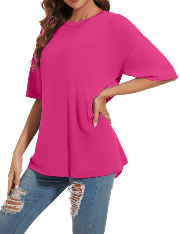 Rosered Women's Oversized Summer Tee - Trendy Casual Cotton