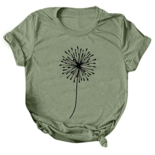 Sunflower Heart Graphic Tee Crew Neck Cute Women's Tshirt