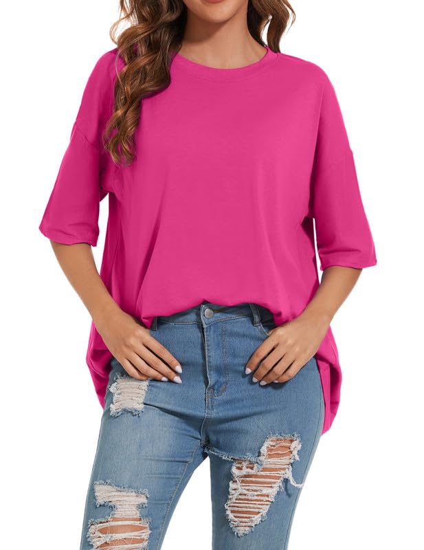 Rosered Women's Oversized Summer Tee - Trendy Casual Cotton
