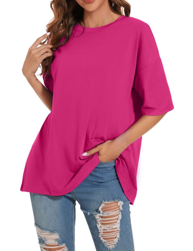 Rosered Women's Oversized Summer Tee - Trendy Casual Cotton