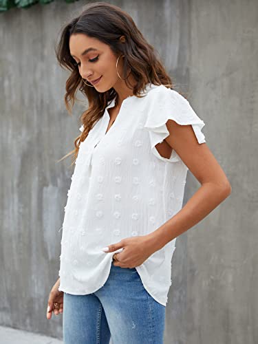 Blooming Jelly Women's White Ruffle Sleeve Blouse