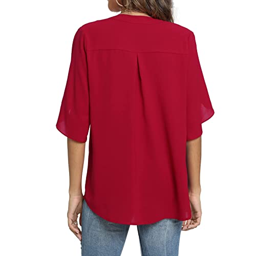 V-Neck Chiffon Dressy Blouse for Women's Summer