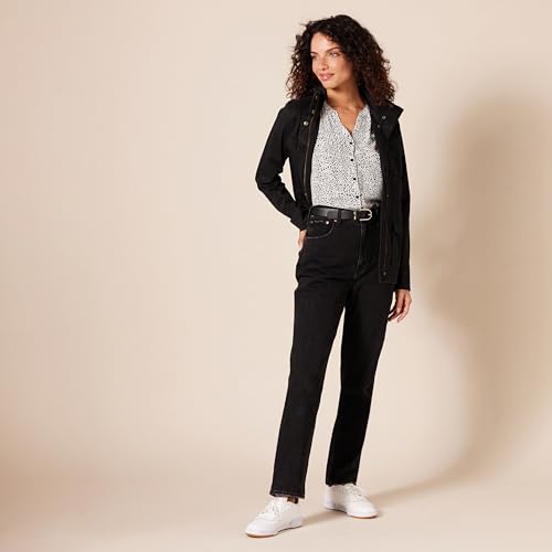 Women's Short-Sleeve Animal Print Blouse - Black/White
