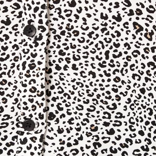 Women's Short-Sleeve Animal Print Blouse - Black/White