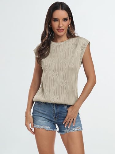 LILLUSORY Women's Spring Dressy Blouse - Apricot
