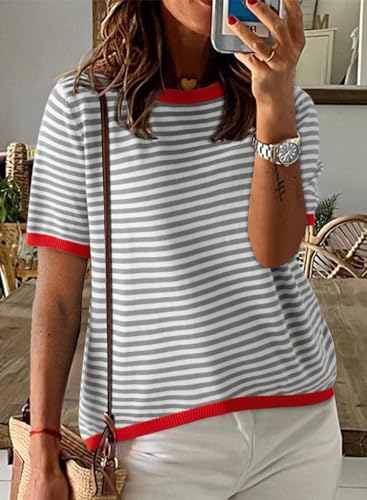 Dokotoo Women's Trendy Color Block Summer Tops