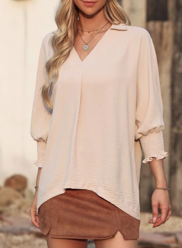 Dokotoo Women's 2024 Fall V-Neck Babydoll Tops