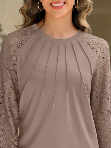 Lace Long Sleeve Blouse - Khaki Y2K Style
