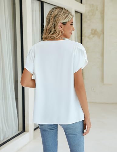 BMJL Women's Petal Sleeve V Neck Blouse