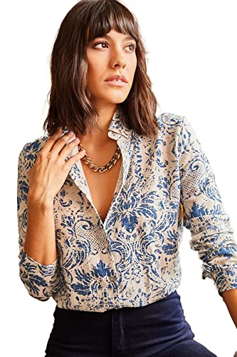 Casual Long Sleeve Button-Down Blouse for Women