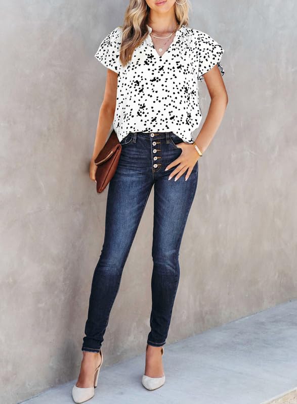 Dokotoo Women's Chiffon Floral Blouse - Trendy White