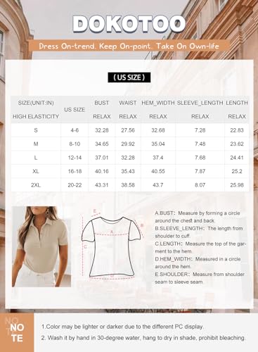 Dokotoo Women's Green Polo Shirt, Short Sleeve Tunic