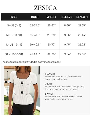 ZESICA Women's Color Block Square Neck T-Shirt