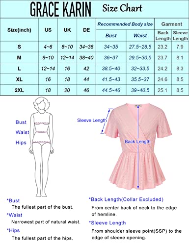 Summer Peplum Blouse - Short Sleeve V Neck