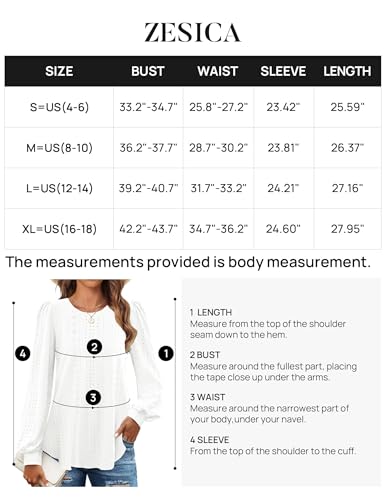 ZESICA Women's Casual Eyelet Long Sleeve Top