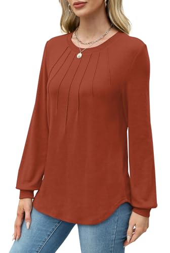 WIHOLL Women's Pleated Long Sleeve Fall Top