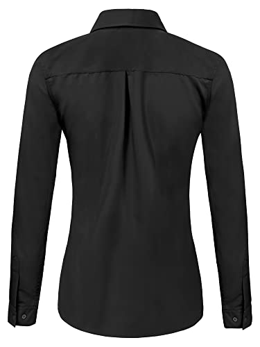Women's Wrinkle-Free Black Button-Down Shirt - Size M