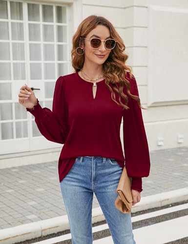 Trendy Wine Red Long Sleeve Casual Top