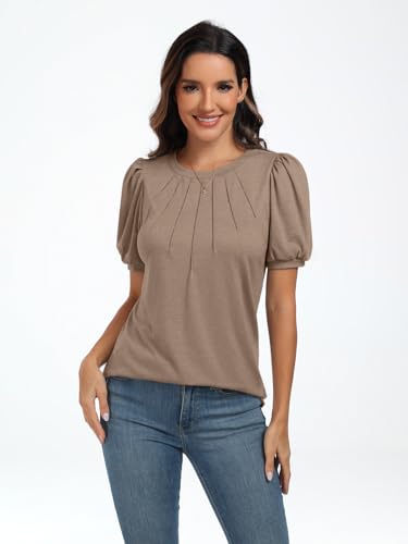 AUTOMET Women's Trendy Summer Puff Sleeve Tops
