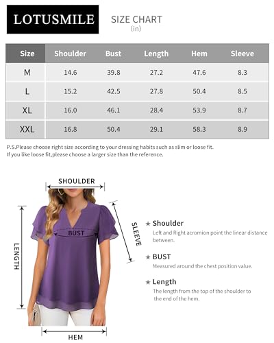 Lotusmile Women's Puff Sleeve Dressy Blouse - Purple