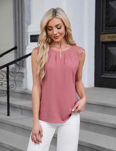 Dusty Pink Women's Lace Cap Sleeve Blouse