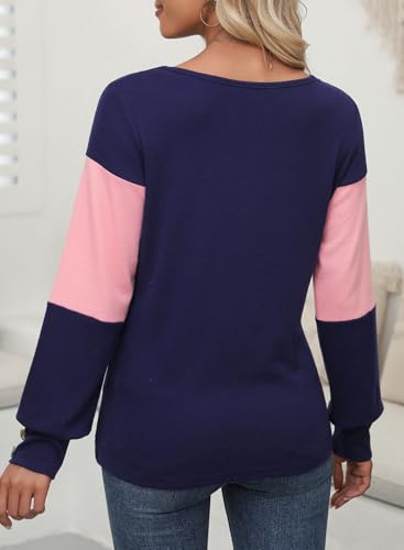 Dokotoo Women's V Neck Long Sleeve Casual Tops