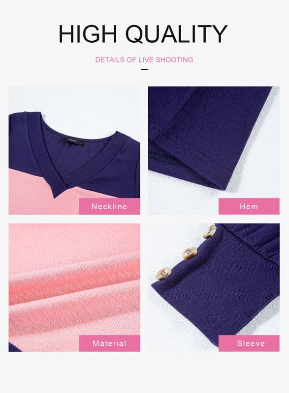 Dokotoo Women's V Neck Long Sleeve Casual Tops