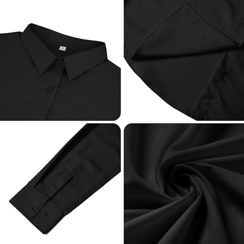 Women's Wrinkle-Free Black Button-Down Shirt - Size M