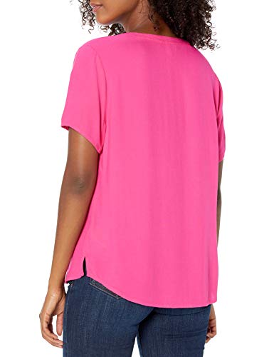 Bright Pink Women's Short-Sleeve Woven Blouse