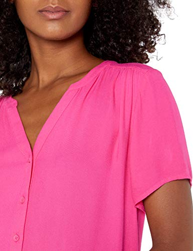Bright Pink Women's Short-Sleeve Woven Blouse